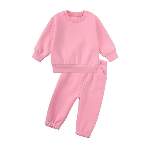 Image of MYGBCPJS Youth 2PCS Jogger Outfits Set Fleece Hooded + Sweatpants Boys Girls Athletic Sweatsuits Pullover Clothes