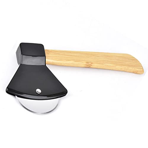 Hacha cortador de pizza lyrlody con agarre ergonómico de bambú y cubierta de PP 5