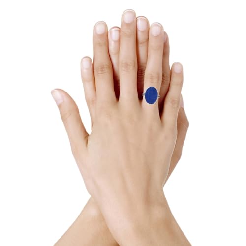 Bague Argent Lapis Lazuli ovale taille 54 idéale à porter au quotidien avec style - 3