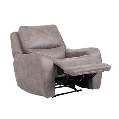 Contemporary Style Power Recliner with Soft Track Arms and Oversized Seat