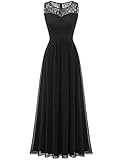 Um Ihren festlichen Stil für besondere Anlässe zu betonen, empfehlen wir Ihnen dieses Chiffon Spitzenkleid mit leicht transparenten Rundhalsausschnitt.