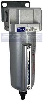 HEAVY DUTY INDUSTRIAL RATED HIGH FLOW PARTICULATE FILTER, IN-LINE WATER TRAP FOR COMPRESSED AIR LINE SYSTEMS, 5 MICRON WITH METAL BOWL AND AUTO DRAIN (3/4" NPT, 5oz)