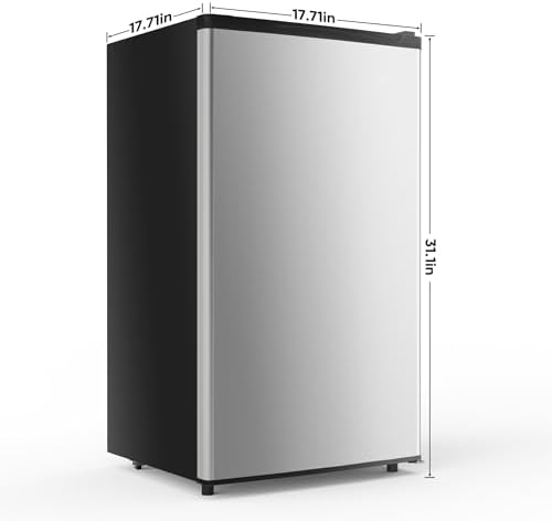 NEWBULIG Mini Fridge with Freezer 3.2 Cu.Ft Small Refrigerator for Office, Dorm, Small Fridge with Adjustable Thermostat, Energy Saving, Singel Door, Sliver — view 7