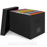 Caja Organizador de archivos con tapa, Onylin organizador de documentos con asa plegable para carpetas de archivo tipo...