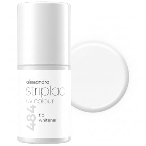 alessandro Striplac UV-Nagellack Tip Whitener - French Nails - Deckend & Kratzfest bis zu 15 Tage - Leichtes Auftragen - Schonende Abziehtechnologie- Vegan - Weiß, 6,5ml