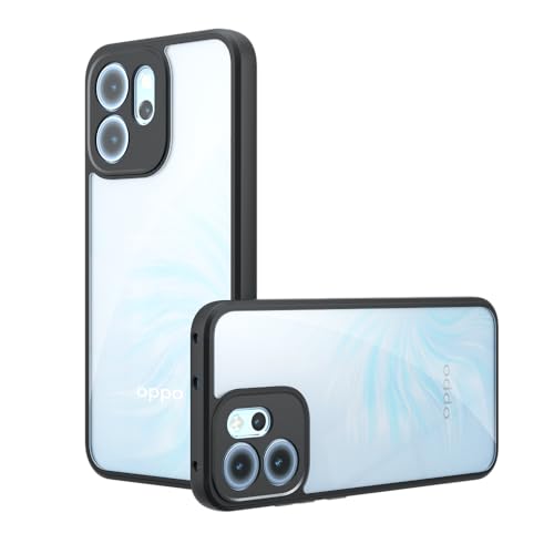 PEIYE Cover per Oppo Reno 14 F/Oppo Reno 14 FS - Custodia Antiurto in Silicone con Pannello Posteriore Trasparente e Bordo Nero Antiscivolo - Transparent