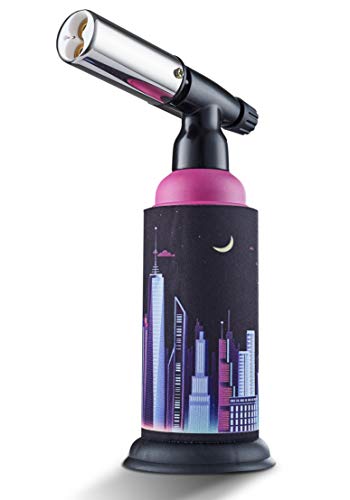 Big Butane Torch with Torch Cover, Zoocura Refillable Industrial Butane Torch Adjustable Double Flames Blow Torch with Safety Lock Multipurpose for Soldering Welding DIY Crafts (Gas Not Included )