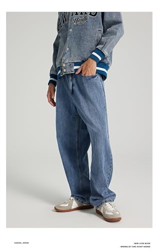 Jeans Pants Trousers Denim Autumn and Winter Vintage Craftsmanship Hanging Loose Straight Leg Casual Wide Versatile3