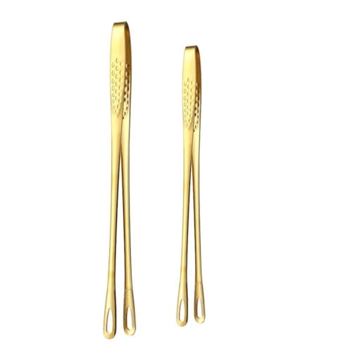 NiuLumea Pinzette dritte da cucina in acciaio inox per barbecue, pinze per alimenti, 22,9 cm e 30,5 cm, confezione da 2, argento