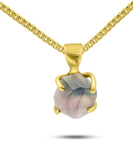 Genuine Raw Fluorite pendant chain...