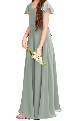 Galawaqe Fancy Girl Junior Bridesmaid Dresses Kids Sleeveless Cute Maxi Dress Teen Long Wedding Party Prom Gowns Green #TOP2