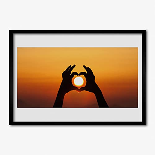 Affiche encadrée salon Mains de coeur Sun Love pour chambre et cuisine
