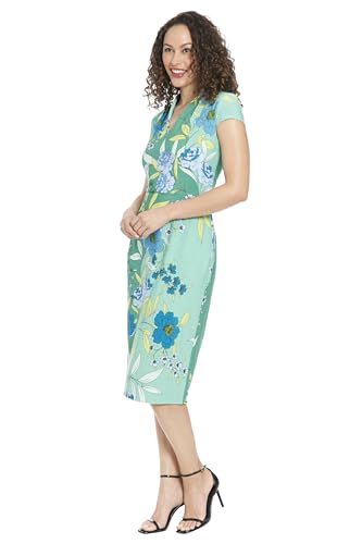 London Times Women's V-Neck Cap Sleeve Sheath Dress Guest of Desk to Dinner Easy Comfortable Garden Party2