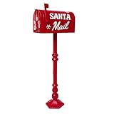 TIENDA EURASIA – Buzón Americano de Navidad | Papá Noel | Material Acero Inoxidable | Color Rojo | Acabado Brillante | Medidas Buzón 30x20 cm y Soporte 120 cm | Decoración Navidad