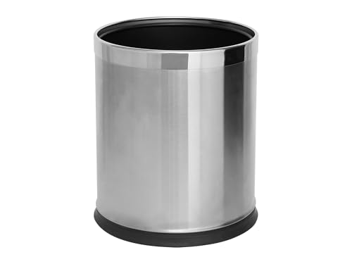 Image of Thornton Double Layer Hotel Waste Trash Can in Brushed Steel, 9.5Qt