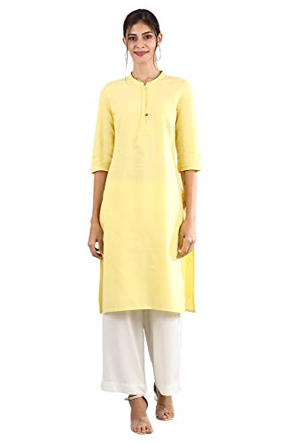 Image of Aurelia Womens Mandarin Collar Solid Kurta