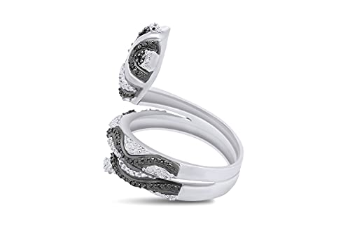 Black Natural Diamond Anniversary Snake Ring in14k Gold Over Sterling Silver2