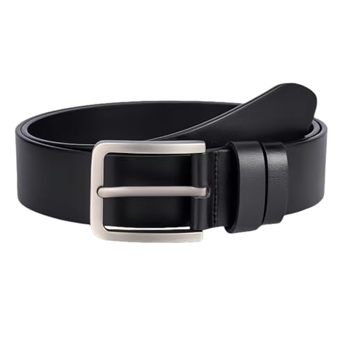 pawpoem Gürtel Herren Vollledergürtel, Herren Ledergürtel Aus Rindsleder 3,8cm Breiter, Ledergürtel Aus Breiter, Trachtengürtel, Guertel fuer Maenner, Vollleder Herrengürtel in Schwarz, Robust