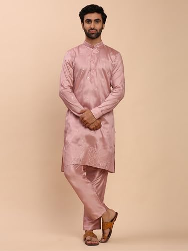 Mens Silk Kurta Trouser Set With Embroidered Waistcoat (Nehru Jacket) (C-126)4
