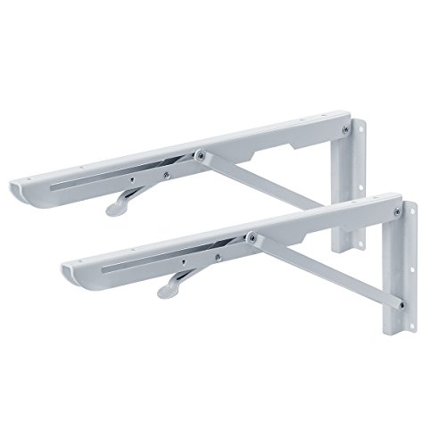2 Soportes Plegables de Estante de Pared con Tornillos de Montaje, Carga Máxima de 65KG 40 cm x 15 cm