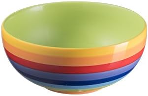 Official Windhorse Ceramic Multicoloured Rainbow Striped Salad/Fruit Bowl large 20cm