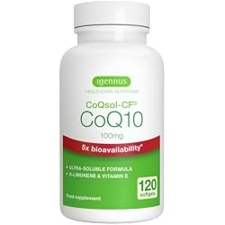 Igennus Advanced CoQ10 100mg, High Absorption CoQSol-CF, 120 Servings | 4-month supply, 5x-bioavailability ubiquinone with D-limonene & antioxidant vitamin E; heart & energy support, clean label