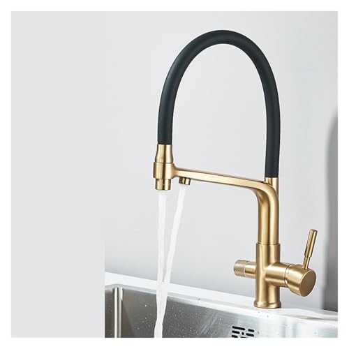 Filtrer le débit d'eau du robinet avec douchette et bec rotatif or brossé ZH1YFD