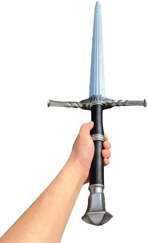 Miniatura 2 de Espada de espuma de fantasía de 41 pulgadas, serpientes gemelas plateadas, espada medieval de alta densidad para cosplay y colección para Navidad