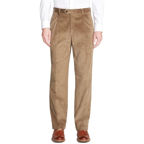 Men's Classic Fit Stretch Corduroy Dress Pants Expandable Waist
