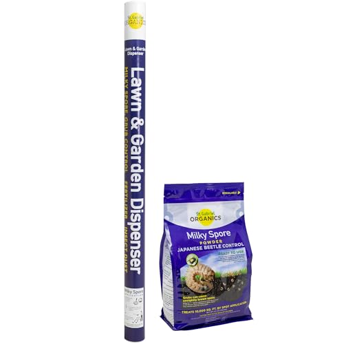 St. Gabriel Organics 2-in-1 Combo Pack 40oz Milky Spore Powder Japanese Beetle Grub Killer and Lawn & Garden Dispenser Applicator Tube