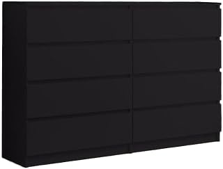 WHATSIZE ENTERPRISE Large Chest of Drawers for Bedroom, 8 Drawer Black Dresser with Contemporary Design, Wide Tall Storage Cabinet for Clothes, Bedroom Furniture, Easy Assembly