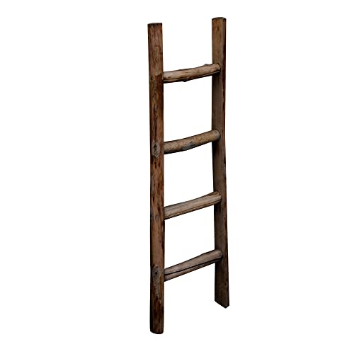 Biscottini Escalera de madera decorativa 100 x 5 x 29 cm | Escalera madera para toallas y ropa | Escalera de madera decorativa rústica (no se puede utilizar como escalera)