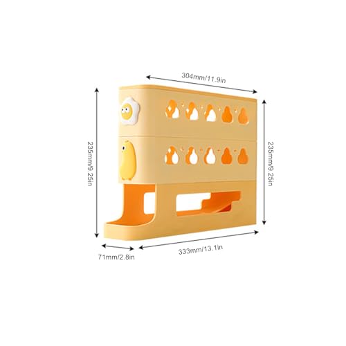 Contenedor de huevos de desplazamiento lateral, bandeja organizadora reutilizable de 3 niveles 3