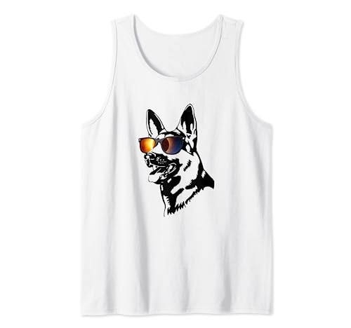 Total Solar Eclipse Tees - Pastor alemán con gafas de sol Camiseta sin Mangas