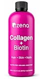 Zena Nutrition Liquid Collagen Peptides and Biotin, 2500mg Verisol Bioactive Collagen Peptides,...