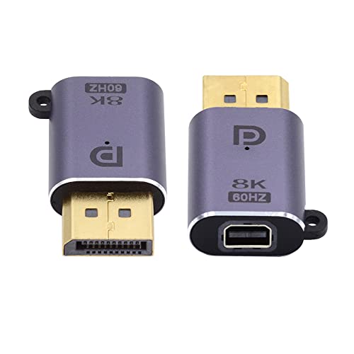 NFHK Adaptateur Mini DP femelle 8K 60 Hz vers DisplayPort 1.4 mâle Ultra HD UHD 4K 144 Hz 7680 x 4320 pour moniteur vidéo PC portable