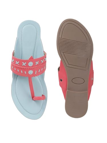 Image of SilverArrow womens Folk Bella Fashion Sandals|Kholapuri Style Flat With Open Back |Casual Wear