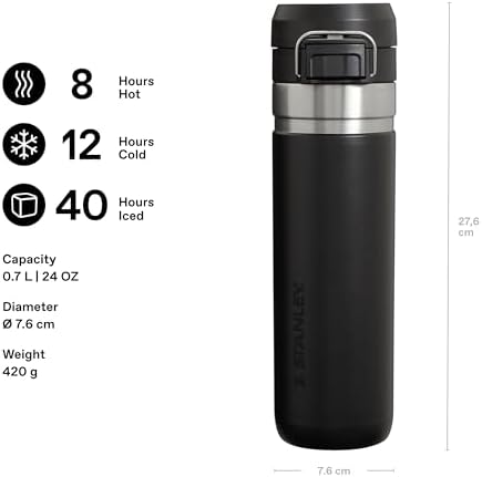 Stanley GO Quick Flip Paslanmaz Çelik Termos, Siyah, 0.7 Litre - Görsel 2