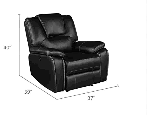 Learnter 3 PC Leather Recliner Couch Set,Reclining Sofa Recliner Couch for Home/Office,3 Pieces Living Room Furniture(Sofa+Loveseat+Chair),Black - Thumbnail 4
