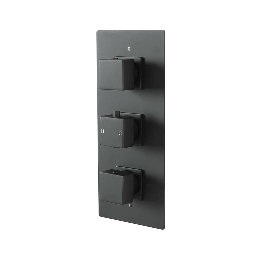 Milano Black Preto 2 Outlet Triple Thermostatic Concealed Mixer Shower Valve