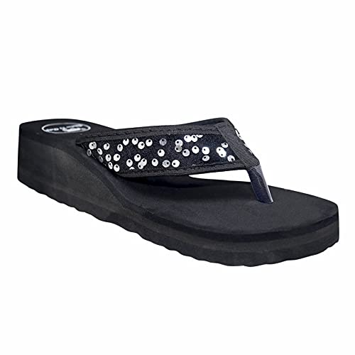 Bhains Ki Ankh M2C Trendy Silver Heel Wedge Flip Flop and Slipper for Women (HEEL-GOL-SITARE-SILVER-40) (B09G36NP78) Amazon Price History, Amazon Price Tracker