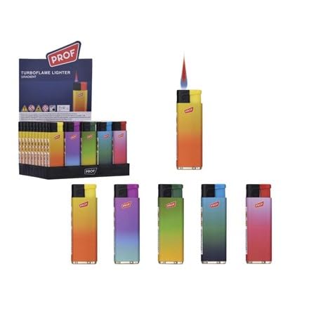 Image of PROF WINDPROOF JET FLAME LIGHTER MAXI SIZE COLOUR GRADIENT JET FLAME LIGHTER GAS REFILLABLE PACK OF 5