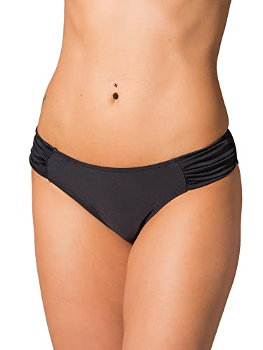 Aquarti Damen Bikinihose mit seitlichen Raffungen, Farbe: Schwarz, Größe: 40