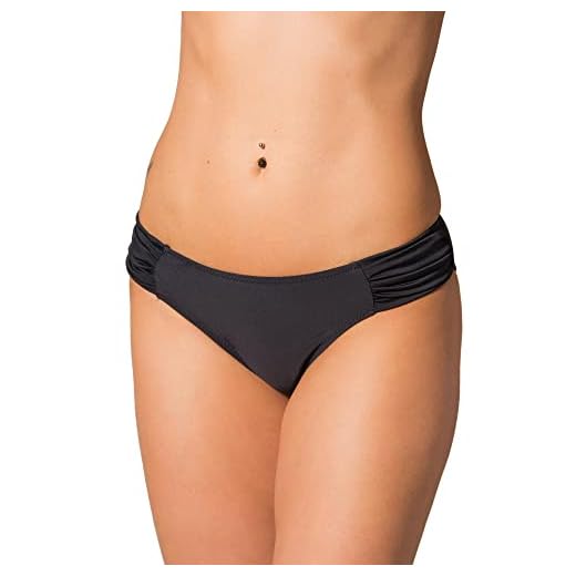 Aquarti Damen Bikinihose mit seitlichen Raffungen, Farbe: Schwarz, Größe: 40