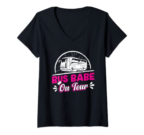 Photo de Femme Chauffeur de bus - Bus Babe On Tour T-Shirt avec Col en V