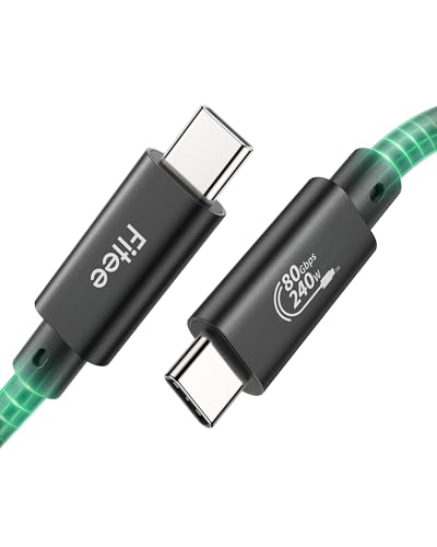 Fitee 80Gbps Câble Thunderbolt 5 Compatible, Câble de Données USB4, Bande Passante Vidéo 120Gbps, Double 8K/6K/5K@60Hz, 4K@480Hz, 240W PD3.1 pour MacBook M4 Pro/Pro Max, PSSD, Dock, eGPU - 1.5M