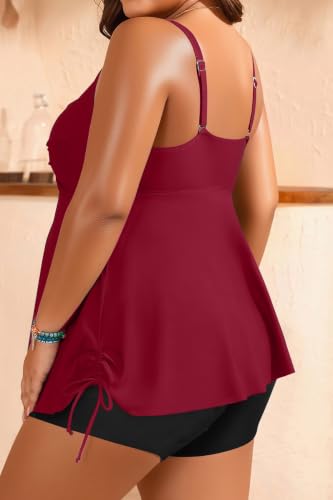 Image of Aqua Eve Women Plus Size Tankini Swimsuit Two Piece Flowy Swimdress Bathing Suits with Shorts