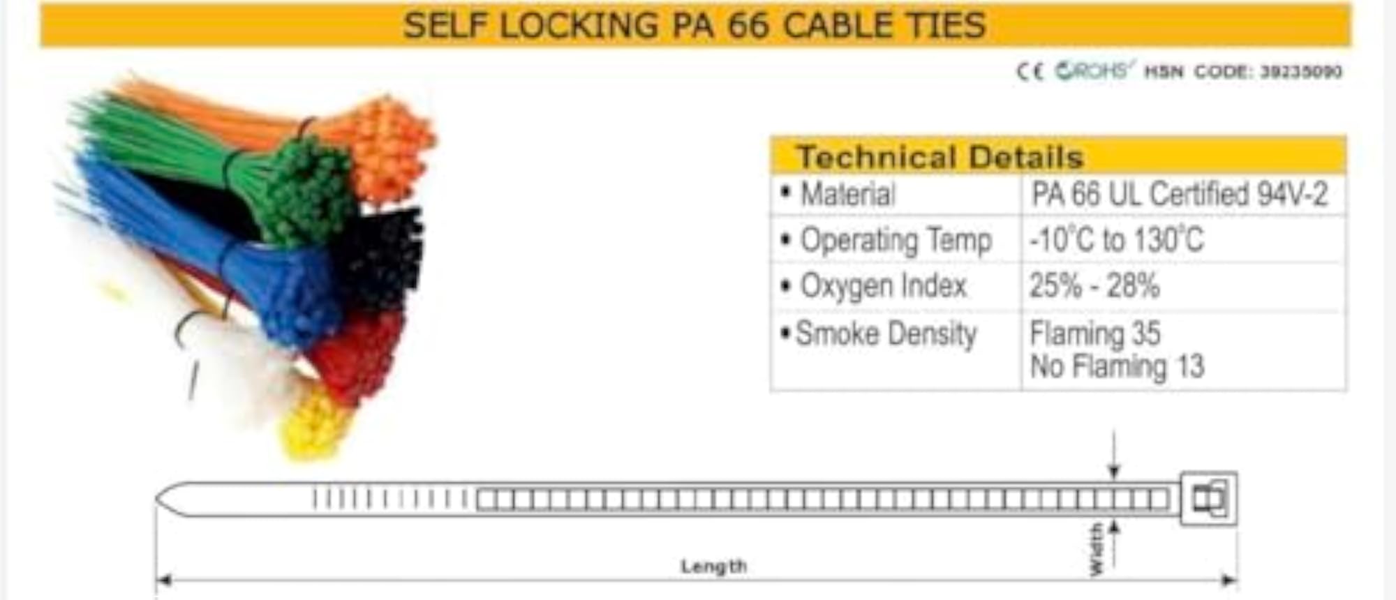 Heavy Duty Cable Ties, Self Locking Nylon
