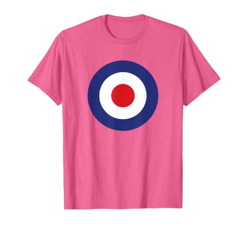 Mod Target Circle Music Logo | Retro Air Force RAF Roundel T-Shirt, Men, Pink Heather, Small