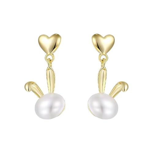925 Silber Damen Schmuck, Kaninchen Perle Schmuck, Statement Niedliche Tier Schmuck f&uuml;r Damendekoration, Osterdekoration